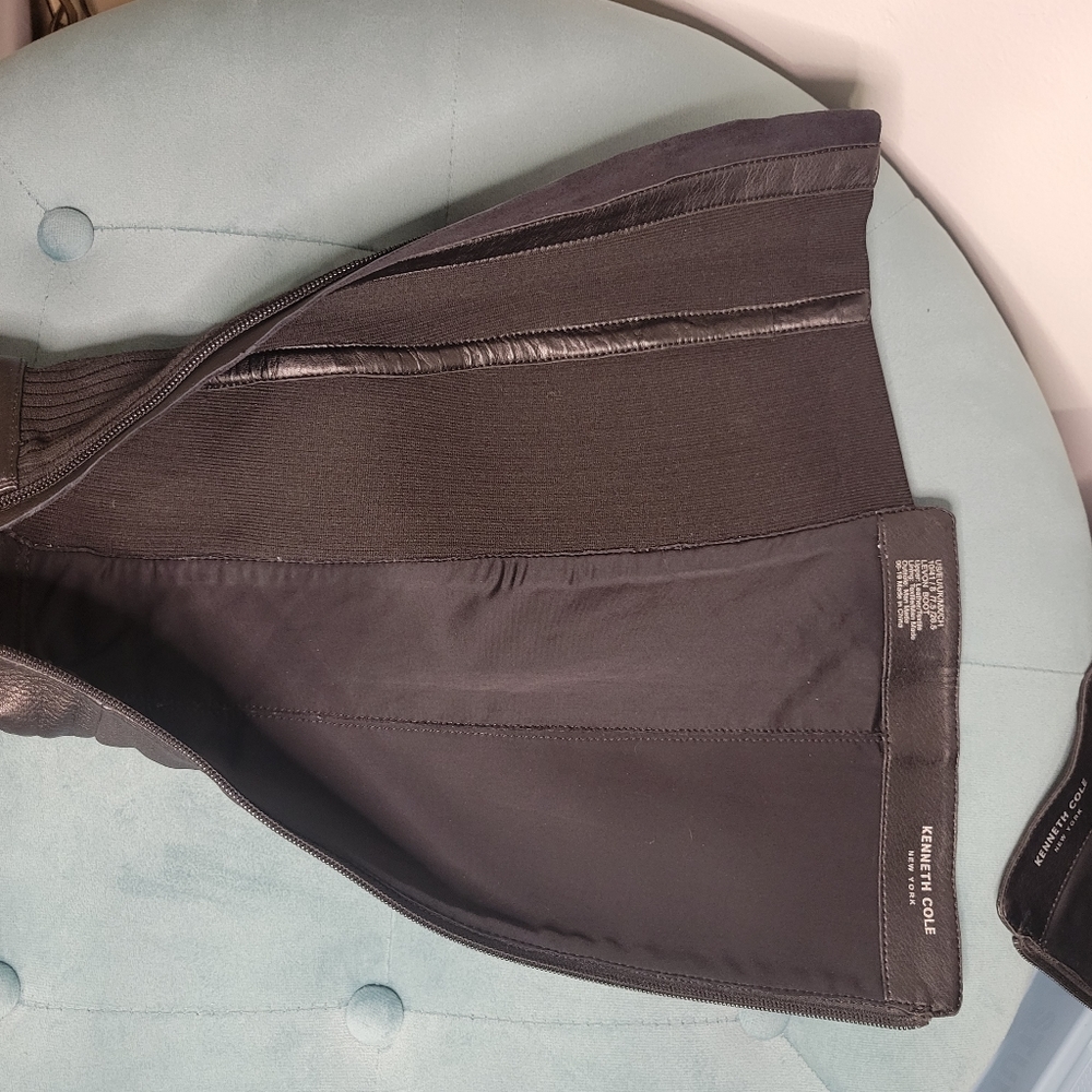 Kenneth Cole  Levon Black Leather Tall Riding Boots Size 10 - Picture 11 of 16